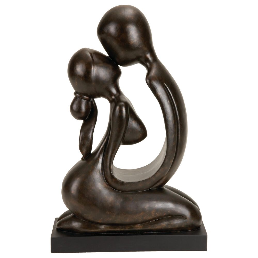 Maple and Jade Romantic Kissing Couple Sculpture in Dark Brown, , large