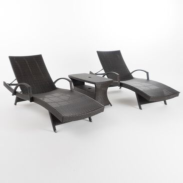 Noble House Salem 3-Piece Patio Chaise Lounge Set in Multi-Brown, , large