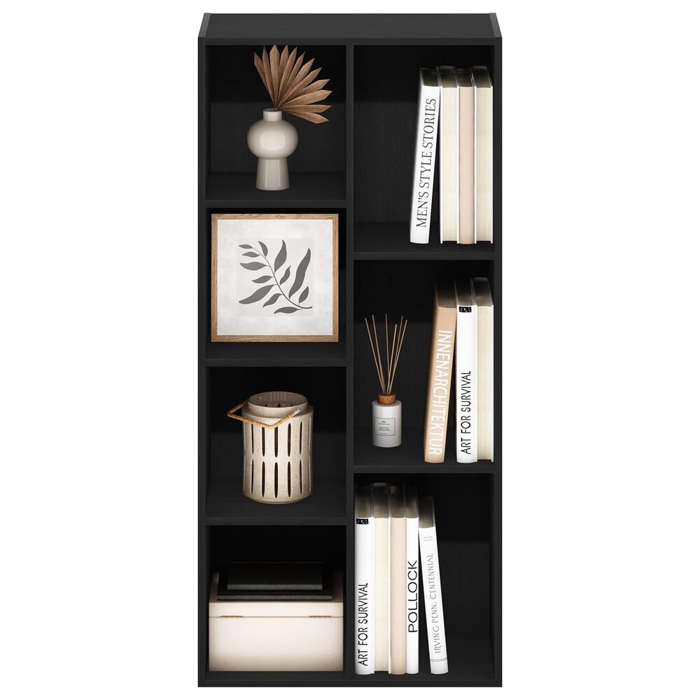HOMLUX 7-Cube Reversible Open Shelf Storage Bookshelf in Blackwood, , large