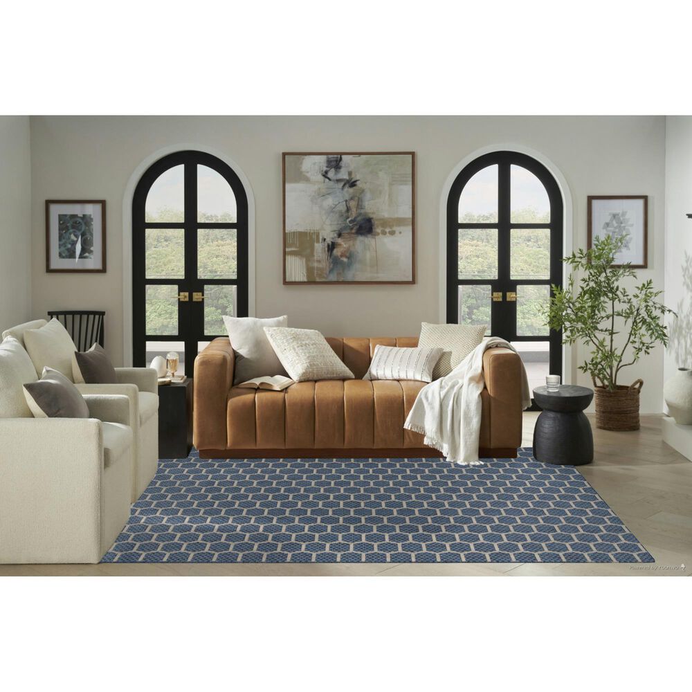 Nourison Twist Reversible 6&#39; x 9&#39; Blue Indoor/Outdoor Area Rug, , large