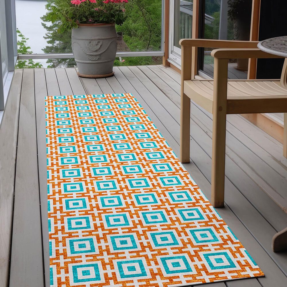 Dalyn Rug Company Marlo 2&#39;3&quot; x 10&#39; Orange Indoor/Outdoor Runner, , large