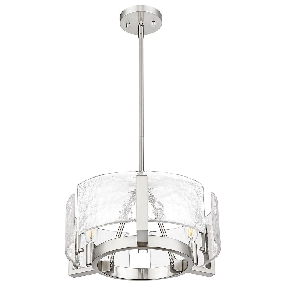 Golden Lighting Aenon 3-Light Wide Chandelier with Hammered Water Glass Shade in Pewter, , large