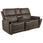 Flexsteel Carter Power Reclining Console Loveseat with Power Headrests in Gray, , large