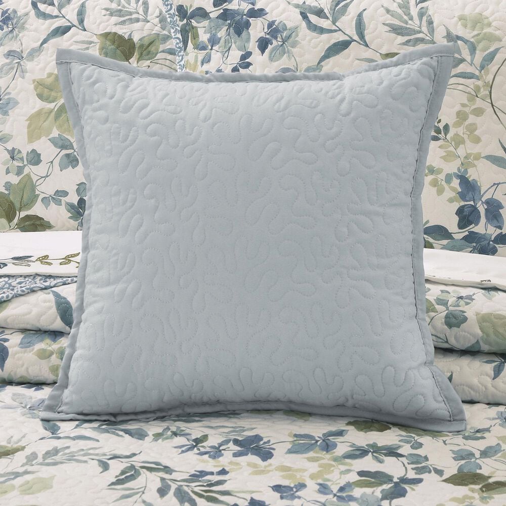 J. Queen New York Evergreen 16&quot; Square Quilted Throw Pillow in Blue, , large