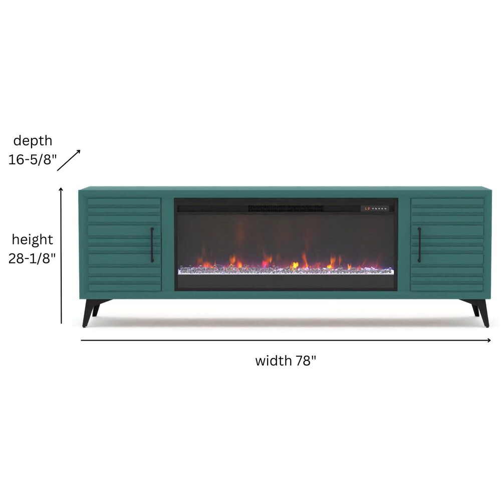 Legends Home Malibu 78&quot; Fireplace TV Stand in Teal and Black, , large