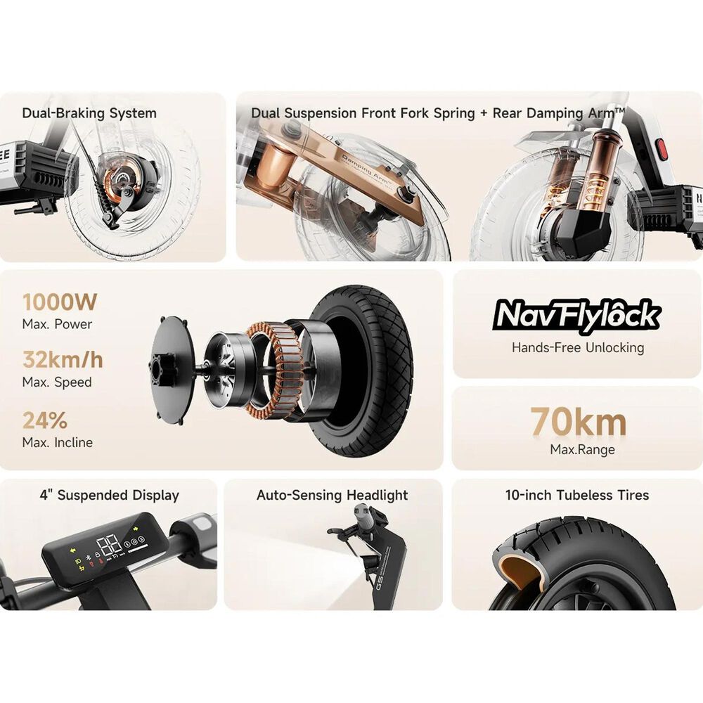 Navee G5 Max Electric Scooter in Black, , large