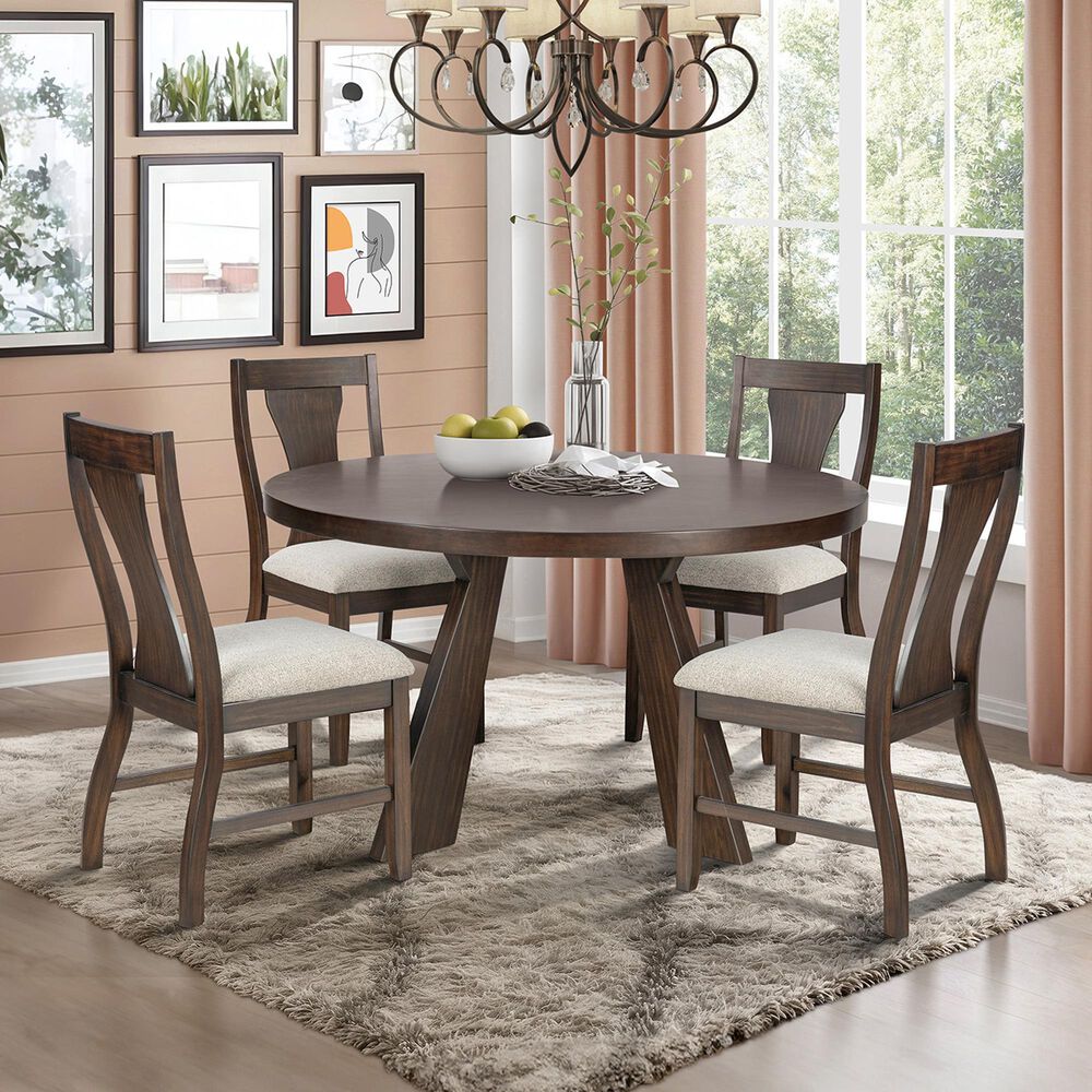 New Heritage Design Chestnut Ridge Round Dining Table in Brown - Table Only, , large
