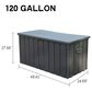 Hearth and Haven 120-Gallon Outdoor Storage Deck Box with Double-Layer Structure Lid in Dark Gray, , large