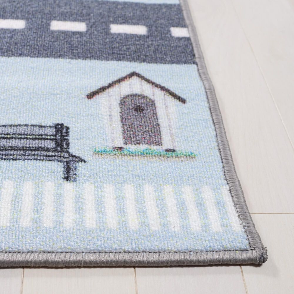 Safavieh Kids Playhouse KPH232M 5&#39; Square Blue and Dark Grey Rug, , large