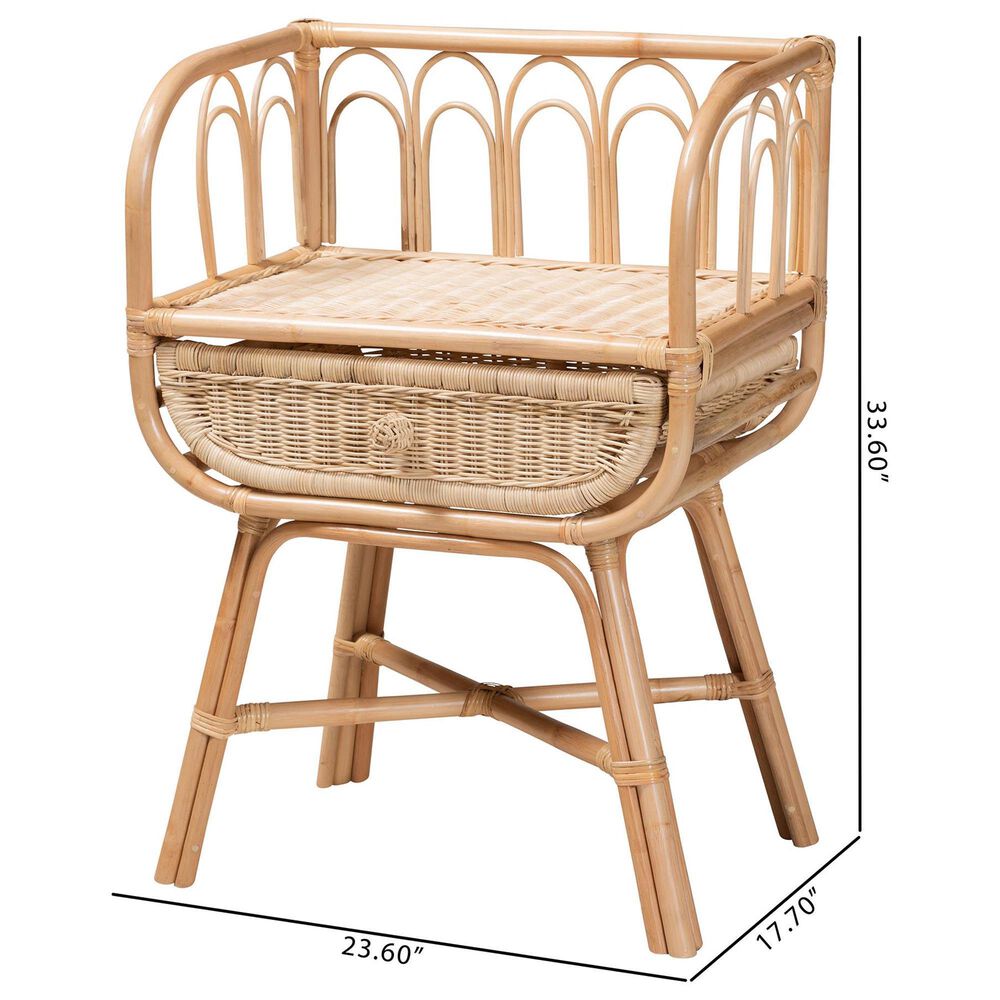 Baxton Studio Panchali 1-Drawer Rattan Nightstand in Natural Brown, , large