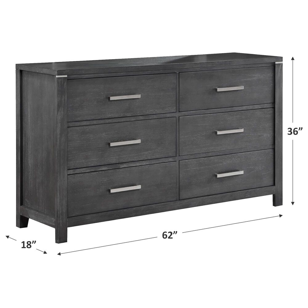 New Heritage Design Odessa 6-Drawer Dresser in Charcoal and Silver, , large