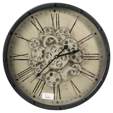 A&B Home Roman Numeral Gear Wall Clock in Black, , large