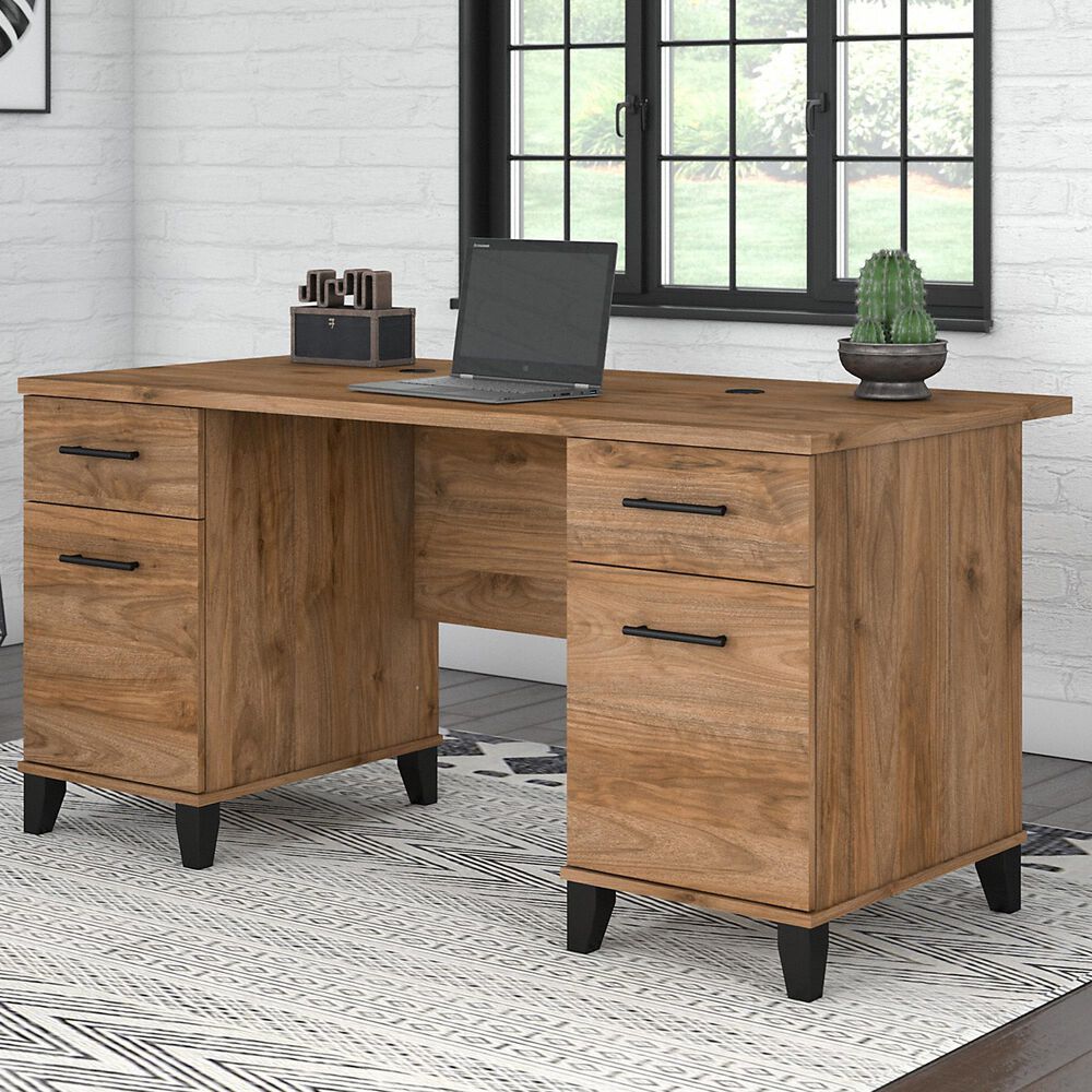 Bush Somerset 60" Office Desk in Fresh Walnut Nebraska Furniture Mart
