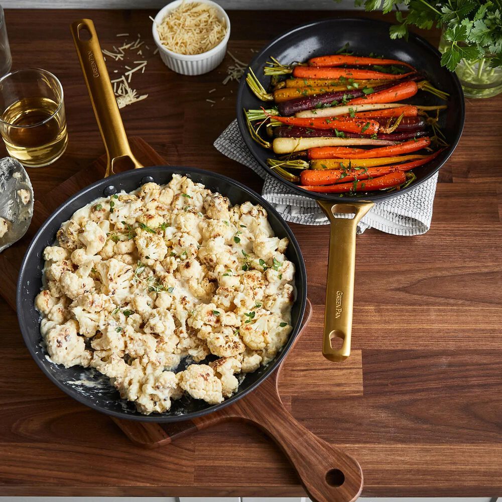 Green Pan GreenPan Reserve Ceramic Nonstick 10&quot; and 12&quot; Frypan Set in Black with Gold-Tone Handles, , large