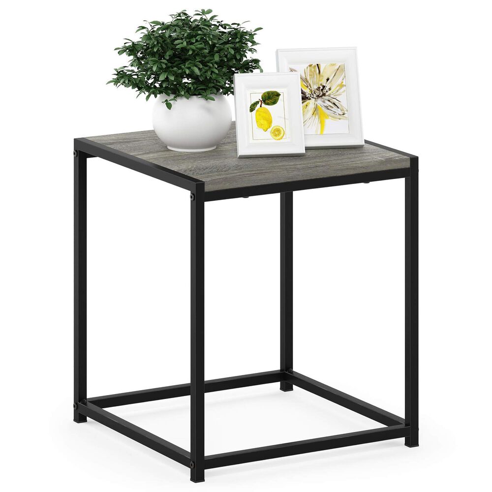 HOMLUX 1-Tier End Table in French Oak Grey and Black, , large