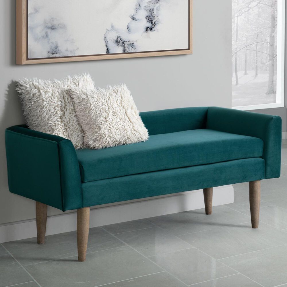37B Tilly Upholstered Bench in Peacock Green, , large