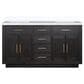 Lexora Home Abbey 60" Double Bathroom Vanity in Black Oak with 2 cm White Quartz Top and Rectangular Sinks, , large