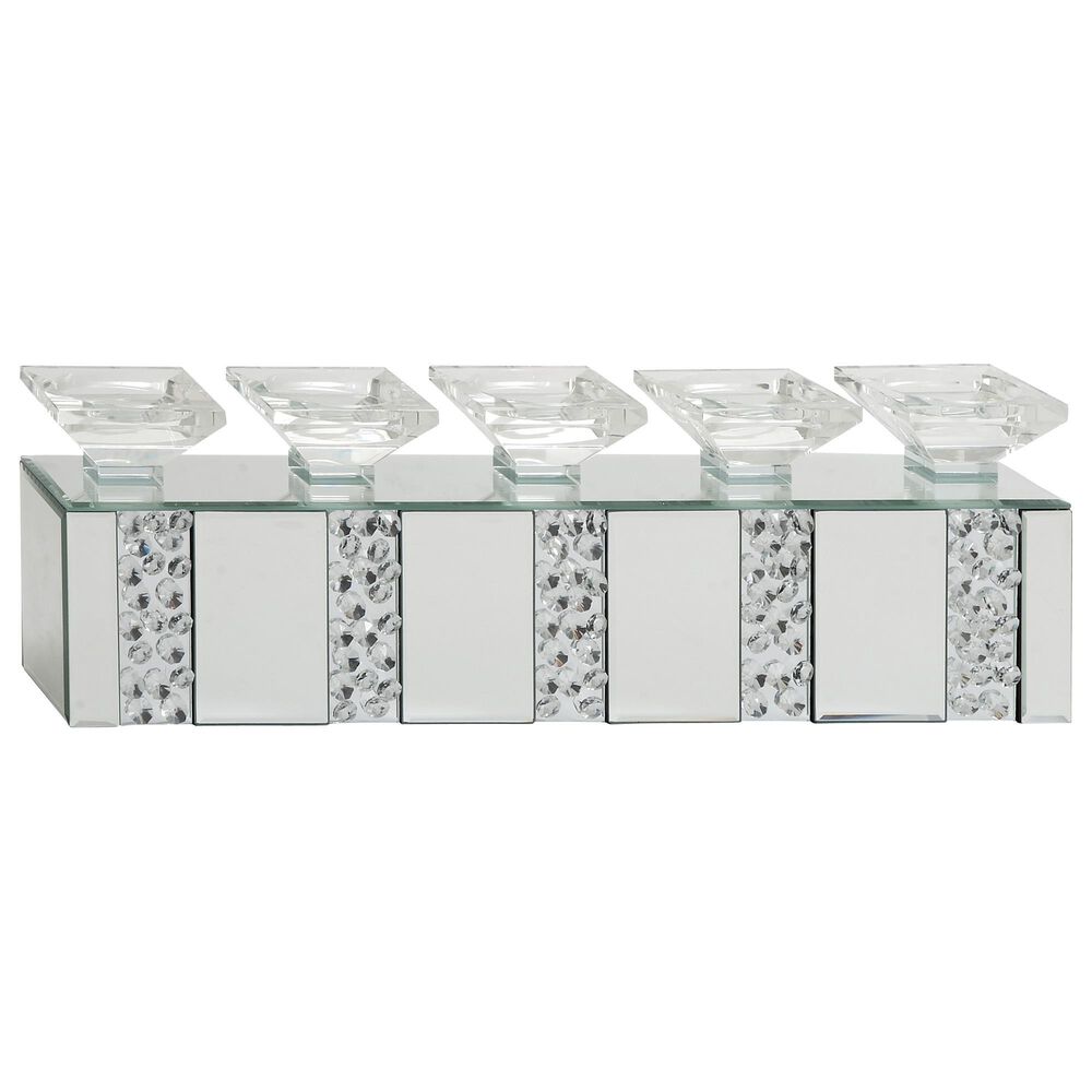 Maple and Jade 5-Pillar Candle Holder with Glass Box in Silver and Clear, , large