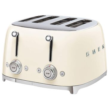 Smeg 4-Slice Retro Style Toaster with 2 Crumb Tray in Cream and Stainless Steel, , large
