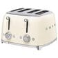 SMEG 4-Slice Retro Style Toaster with 2 Crumb Tray in Cream and Stainless Steel, , large