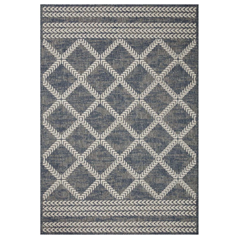 Loloi II Rainier RAI-05 5"3" x 7"7" Denim and Ivory Indoor/Outdoor Area Performance Rug, , large