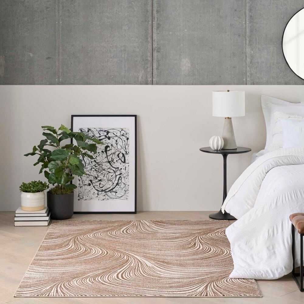 Nourison Central Park West CEP02 Beige and Brown 6&#39; x 9&#39; Area Rug, , large