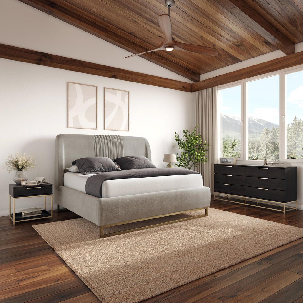 37B Mixt Nevin King Platform Bed with Antique Brass Legs in Polo Club Stone, , large