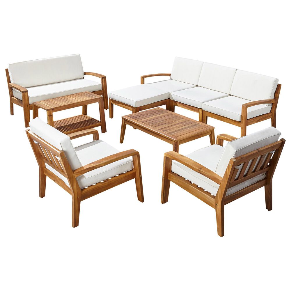 Noble House Grenada 9-Piece Patio Sectional Sofa Set in Beige, , large