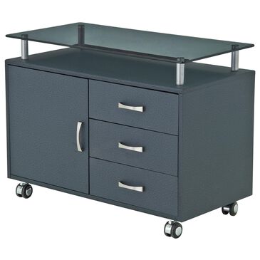 Rta Products Llc Rolling Storage Cabinet with Frosted Glass Top in Graphite, , large