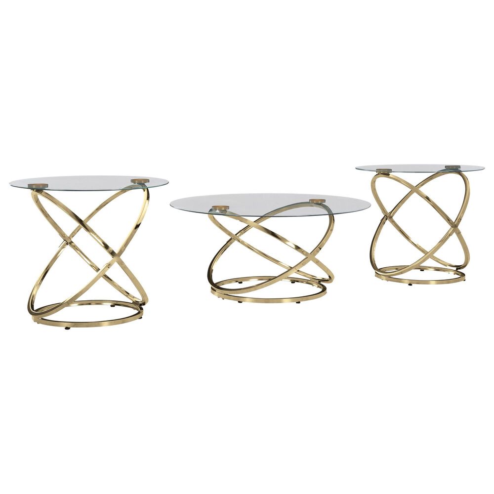 Ashley Crimonti 3-Piece Occasional Table Set in Champagne and Clear, , large