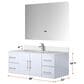 Lexora Home Geneva 48" Single Bathroom Vanity in Navy Blue with 2 cm White Cultured Marble Top and Rectangular Sink, , large
