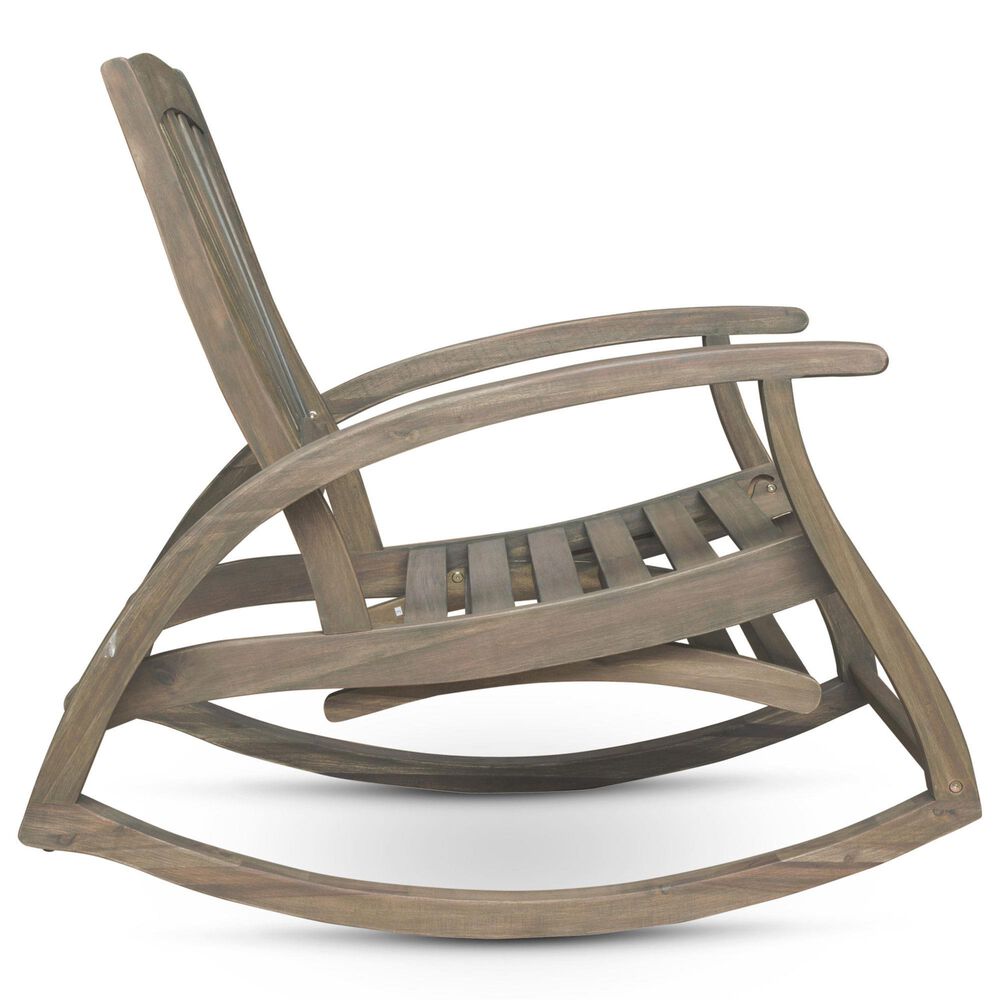 Hearth and Haven Sunview Outdoor Rocking Chair with Retractable Footrest in Grey, , large