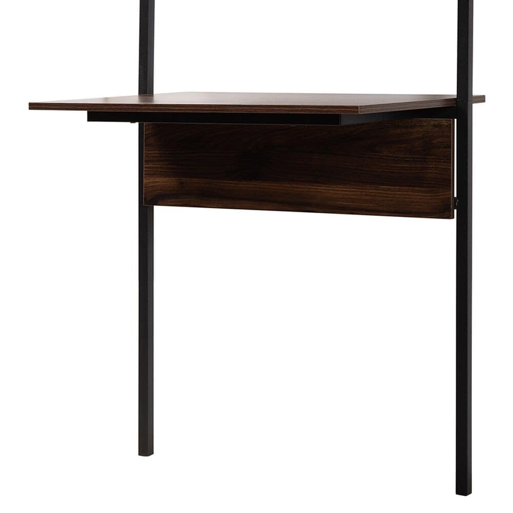 Baxton Studio Fariat Display Shelf with Desk in Walnut Brown and Black, , large