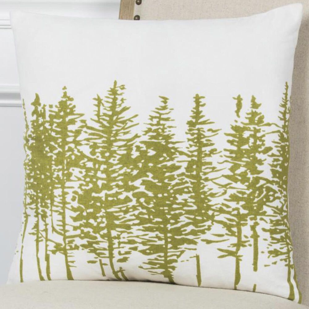 Rizzy Home 18" x 18" Pillow Cover in White with Green Trees, , large