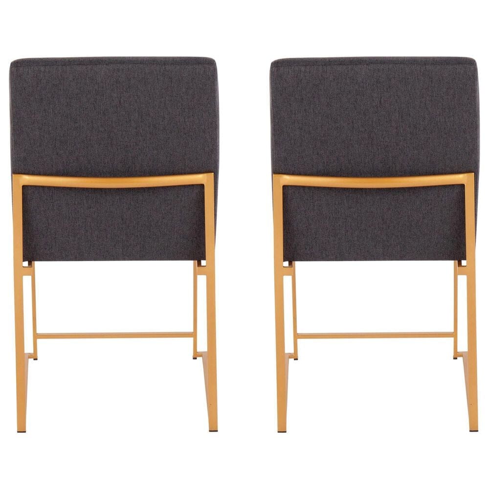 Lumisource Fuji Side Chair with Charcoal Cushion in Gold (Set of 2), , large