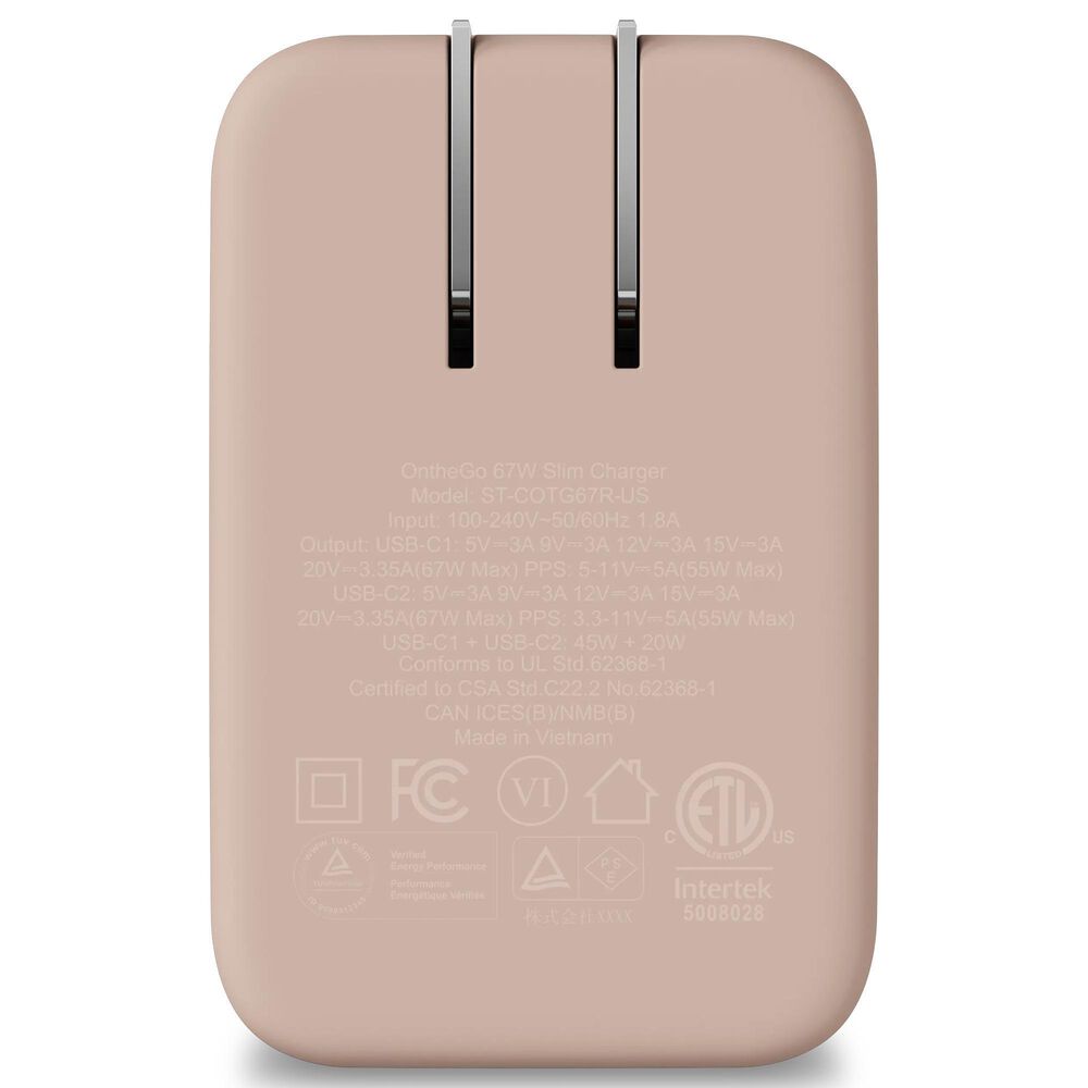 Satechi OntheGo 67W Slim Wall Charger in Desert Rose, , large