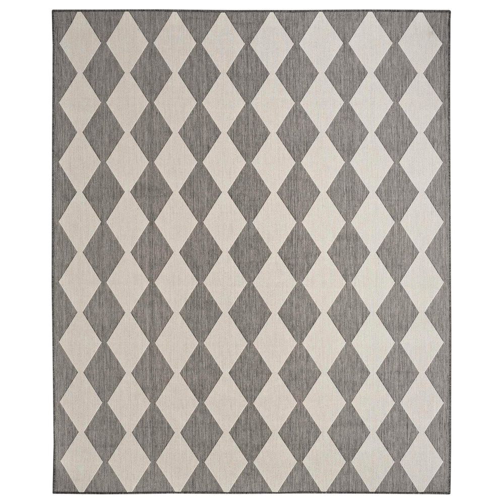 Nourison Positano Geometric Charcoal 7" x 10" Indoor/Outdoor Area Rug, , large