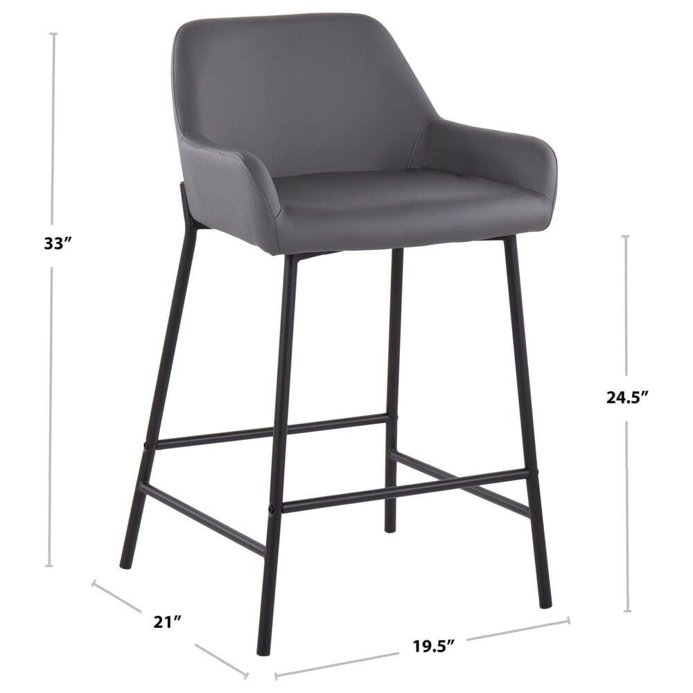 LumiSource Daniella Counter Stool with Black Velvet Upholstery in Black (Set of 2), , large