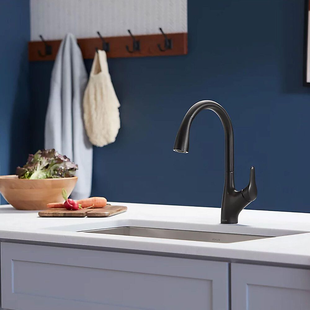 Kohler Rival Pull-Down Kitchen Sink Faucet in Matte Black, , large