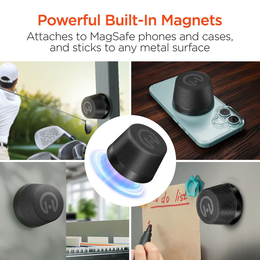 Hypercel Pocket Popper Magnetic Mini Wireless Speaker in Black, , large