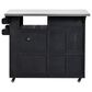 Hearth and Haven Outdoor Kitchen Island Cart with Extendable Stainless Steel Top and Adjustable Shelf in Black, , large