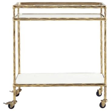 Ashley Plattfield Bar Cart in Antique Brass, White and Clear, , large