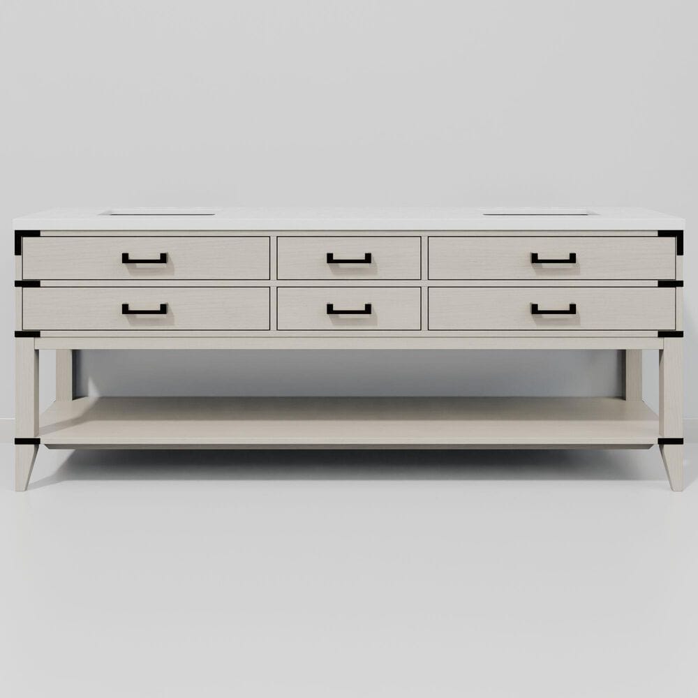 Lexora Home Norwalk 84" Double Bathroom Vanity in White Oak with White Quartz Top and Rectangular Sinks, , large