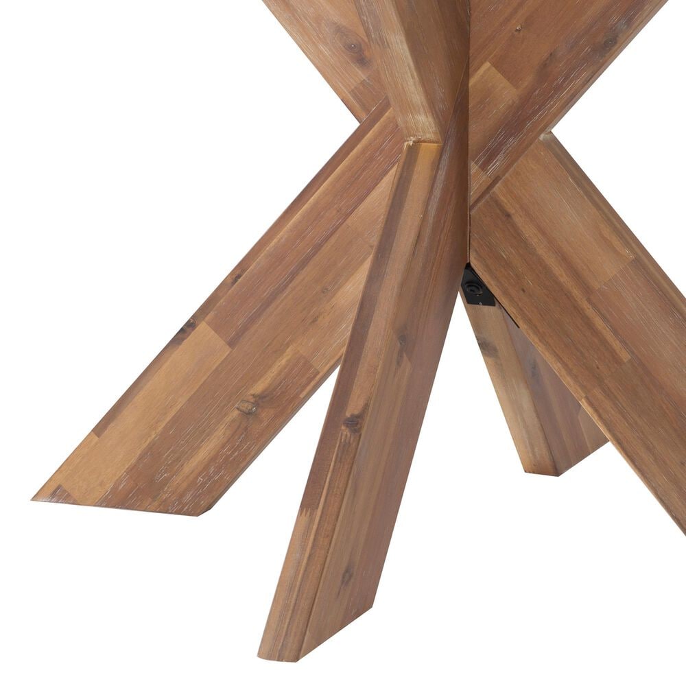 Linon Home Decor Adler X-Base Dining Table with Glass Top in Natural and Clear - Table Only, , large