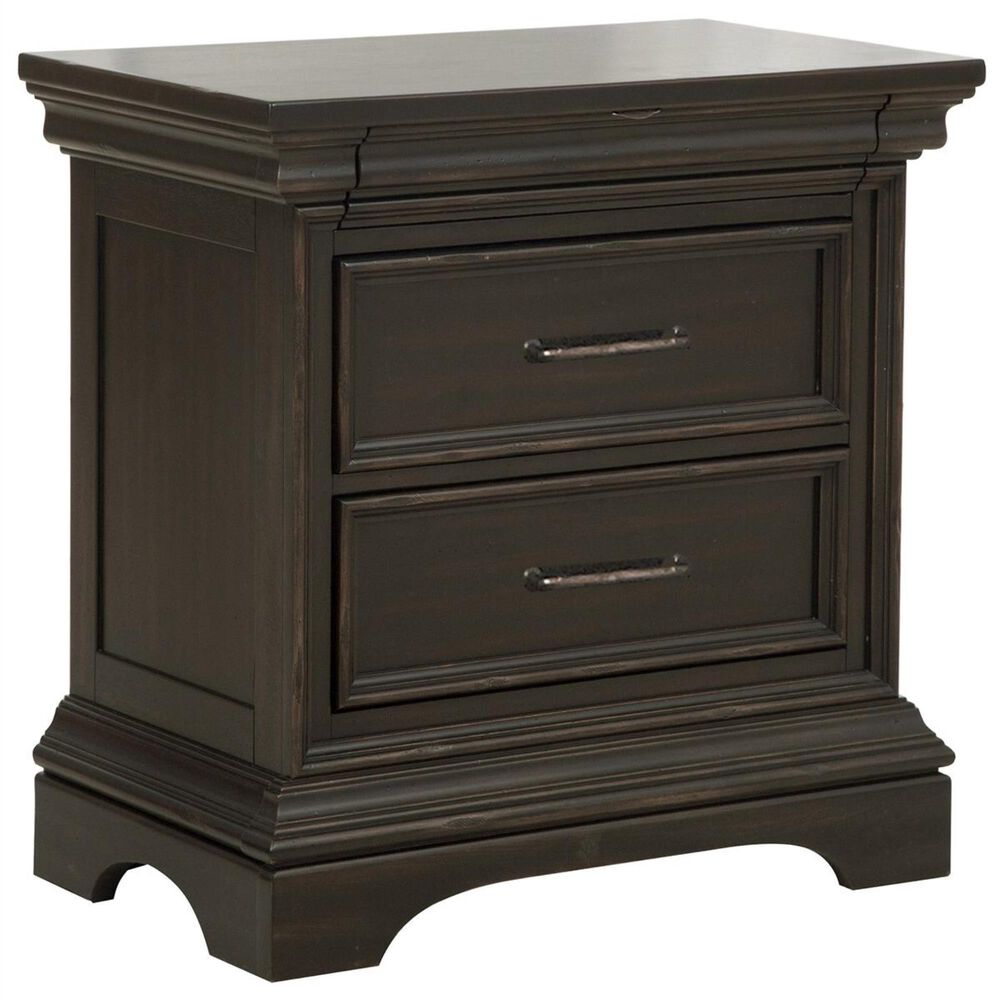 at HOME Caldwell 2 Drawer Nightstand in Caldwell Dark Brown with Black, , large