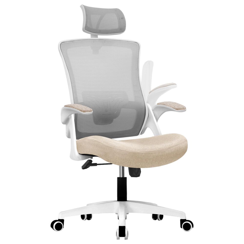 HOMLUX Swivel Ergonomic Office Chair with Headrest Lumbar Support in Beige, , large