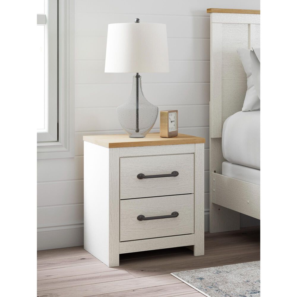 Ashley Linnocreek 2-Drawer Nightstand in White and Warm Brown, , large