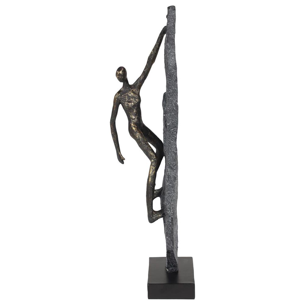 Maple and Jade People Climbing Decorative Sculpture in Bronze, Gray and Black, , large