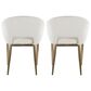 LumiSource Renee Arm Chair with Off-White Fabric Cushion in Gold (Set of 2), , large