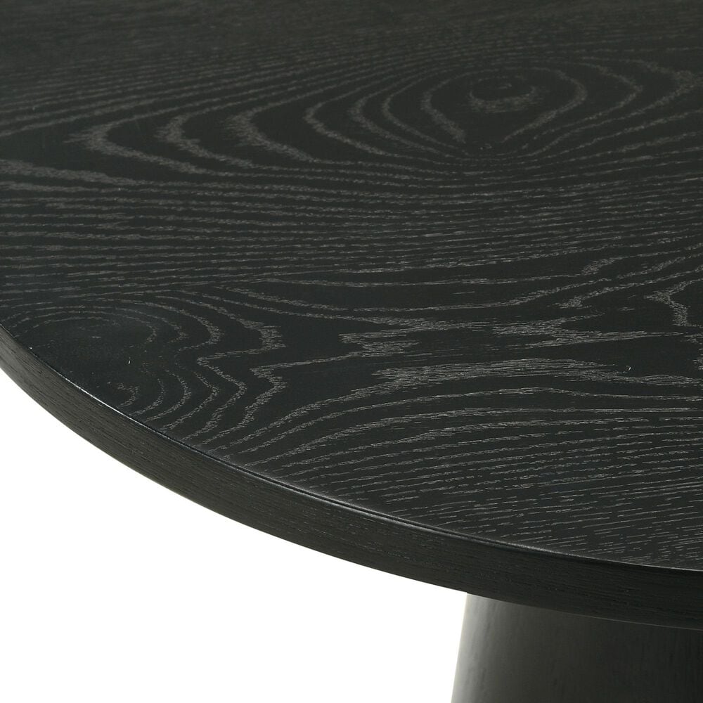 HOMLUX 22"W Round End Table with Natural Wood Grain in Ebony Black, , large